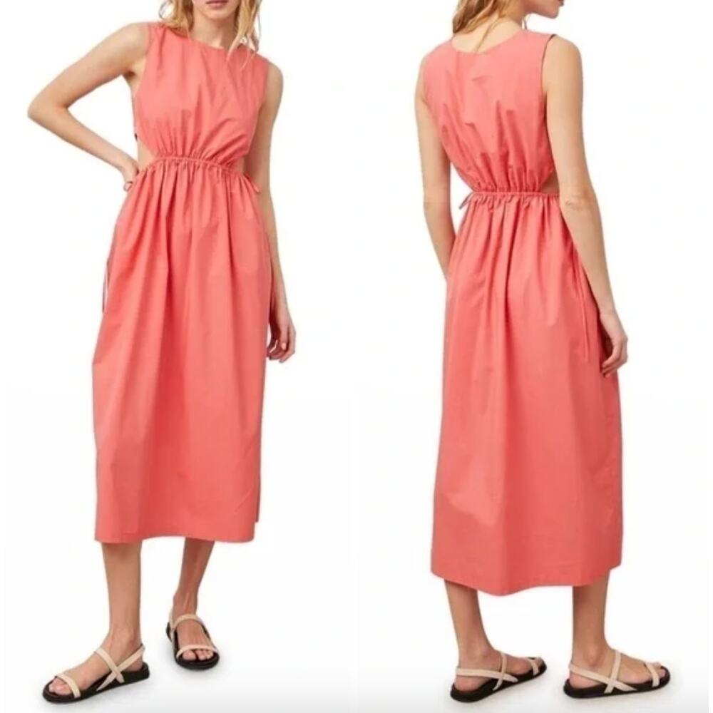 Rails Women's Yvette Midi Dress Tank Poplin Cotton Coral Pink Large